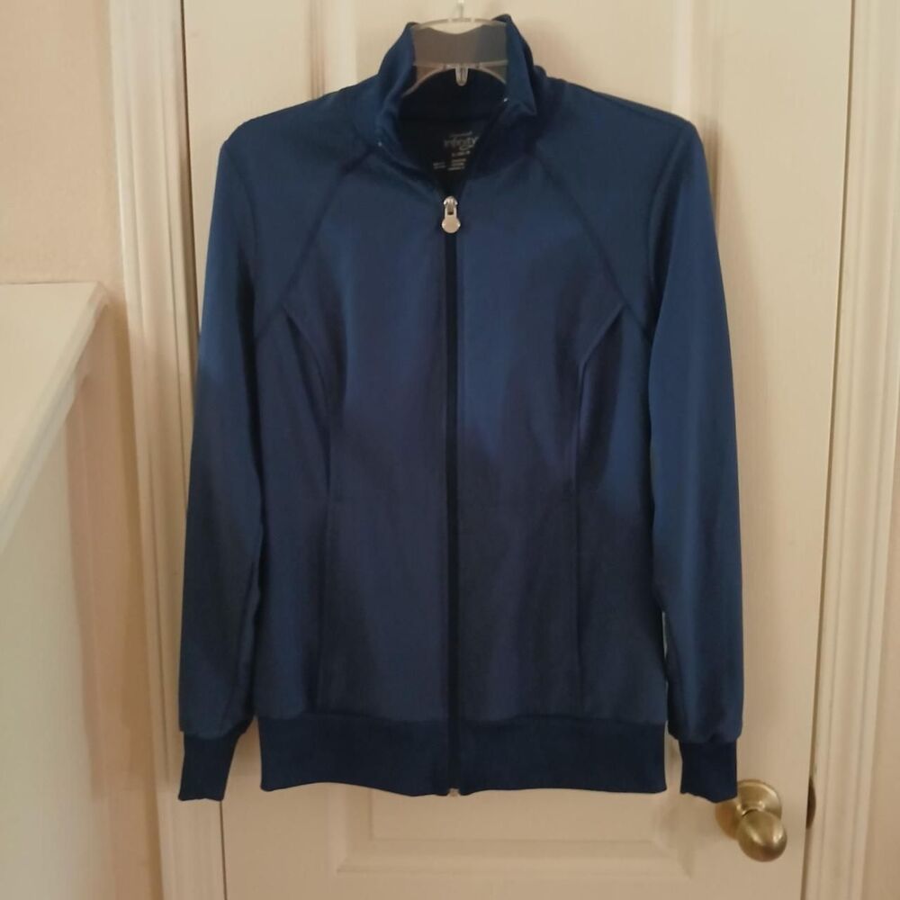 Cherokee Infinity Navy Blue Zip Up Warm Up Scrub Jacket S Nurse Healthcare Basic
